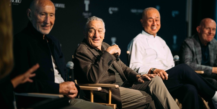 Robert De Niro, Nobu Matsuhisa i Meir Teper w Warszawie