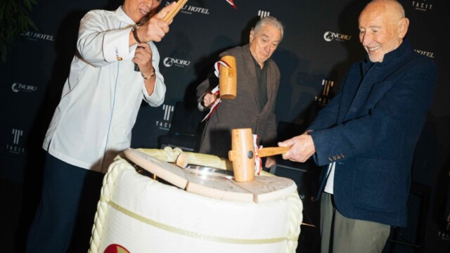 Robert De Niro, Nobu Matsuhisa i Meir Teper w Warszawie