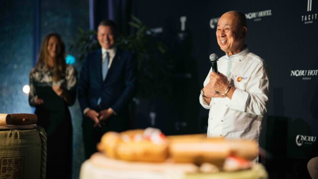Robert De Niro, Nobu Matsuhisa i Meir Teper w Warszawie